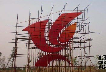 鴿子雕塑-城市廣場創意個性飛翔的紅色鴿子雕塑