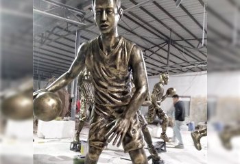 籃球雕塑-景區景觀擺放打籃球玻璃鋼運動人物雕塑